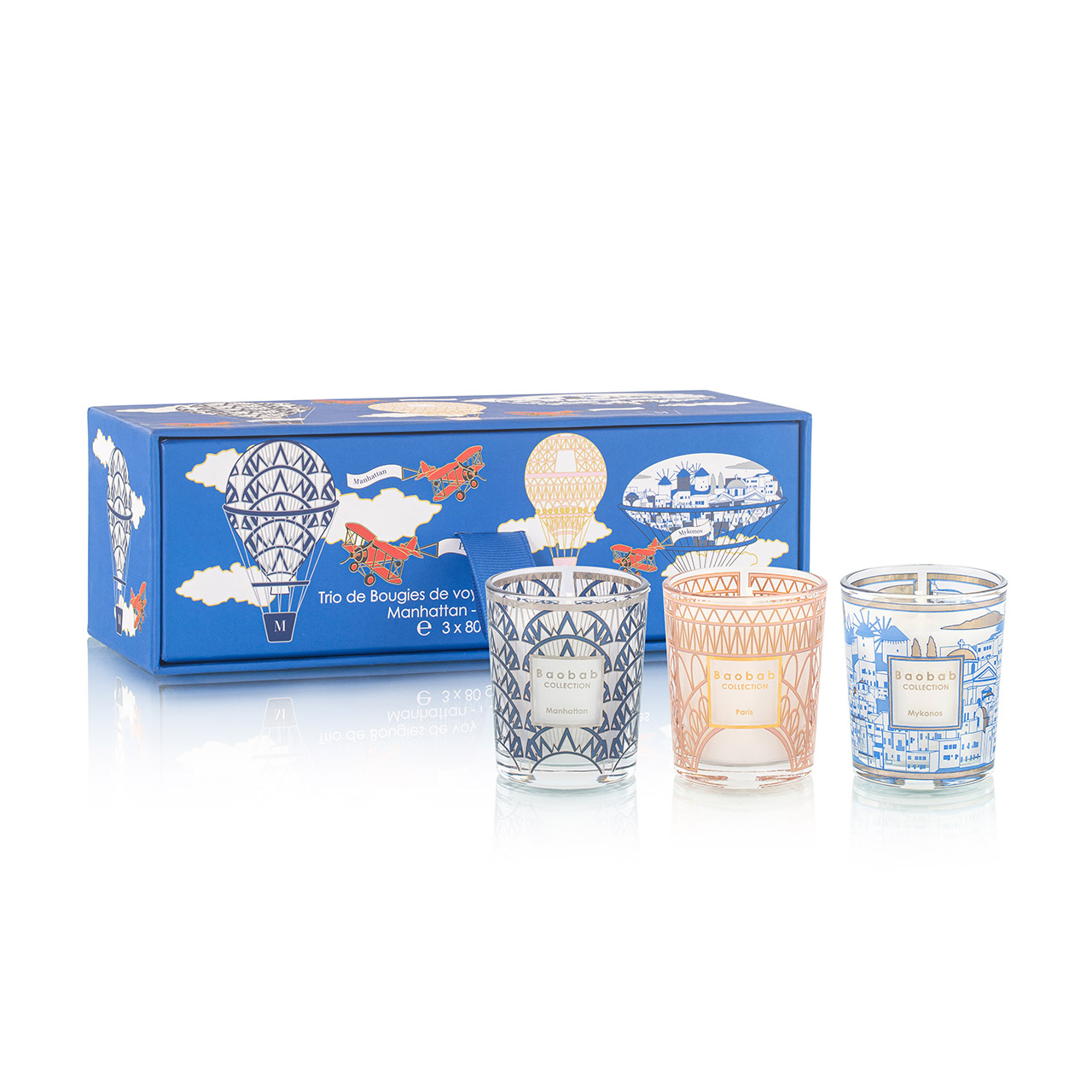 Trio Travel Candles Manhattan-Paris-Mykonos