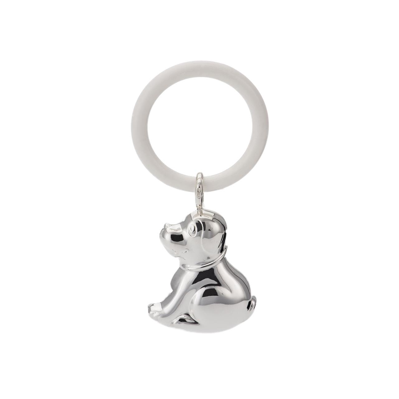 Baby Rattle Dog sterling silver