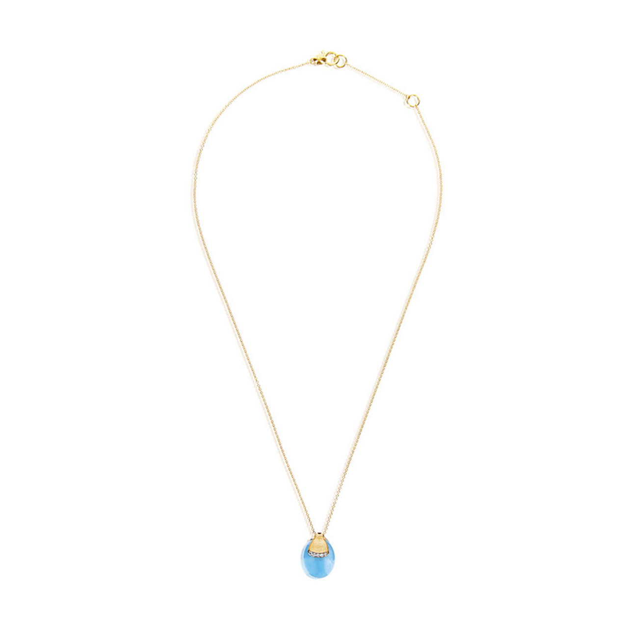 Necklace 750 yellow gold diamonds 0.04 ct aquamarine 12.5 ct