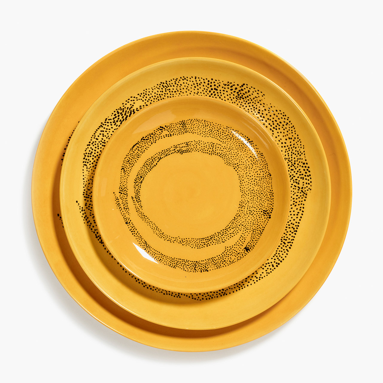 Plate XS 16 cm sunny yellow & Swirl - Dots black