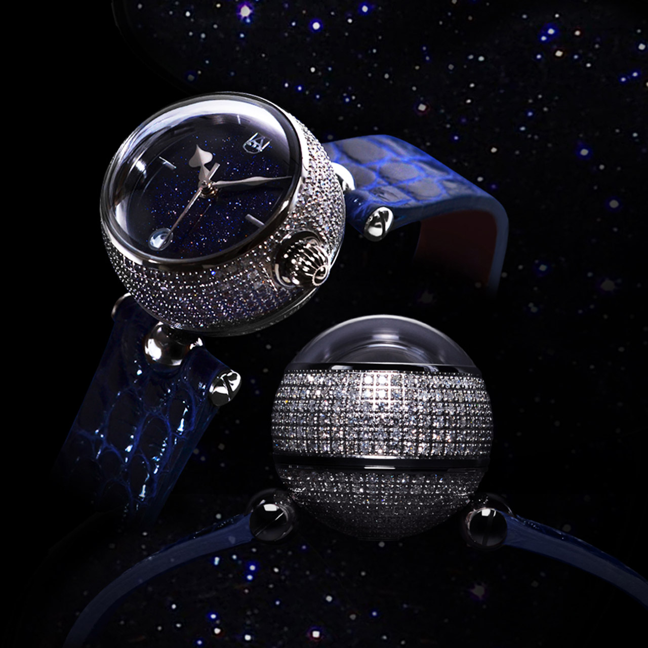 Wristwatch with diamonds automatic violet