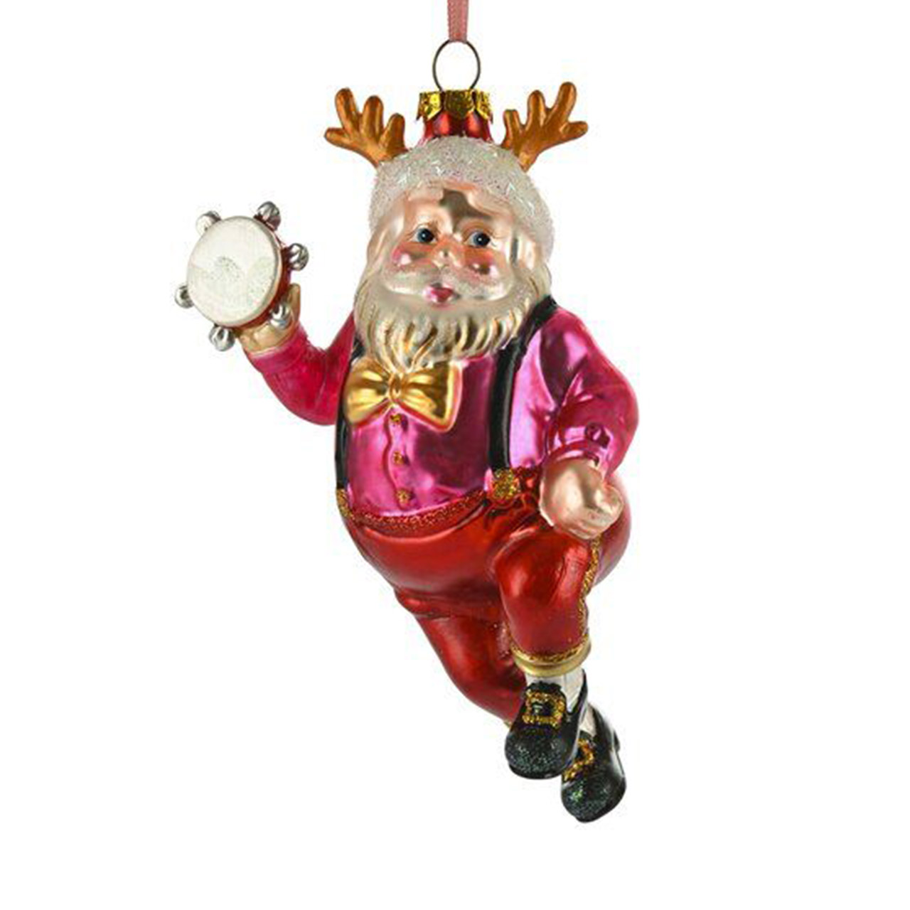 Hanger dancing Santa with Tambourine red/pinnk