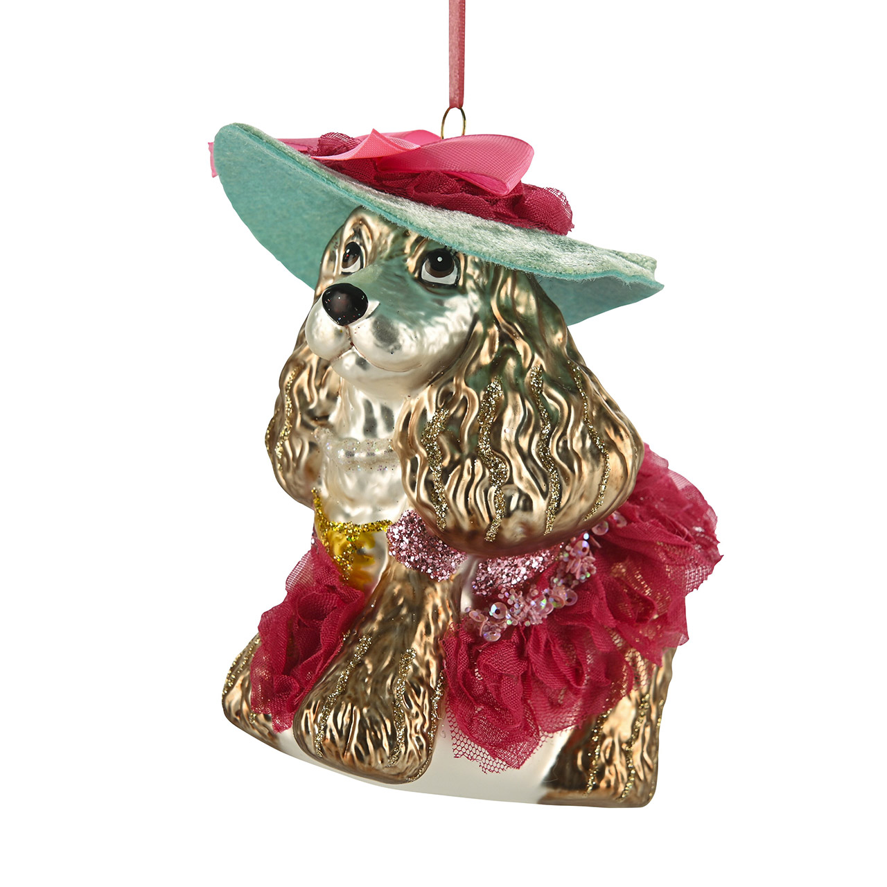 Hanging spaniel with hat