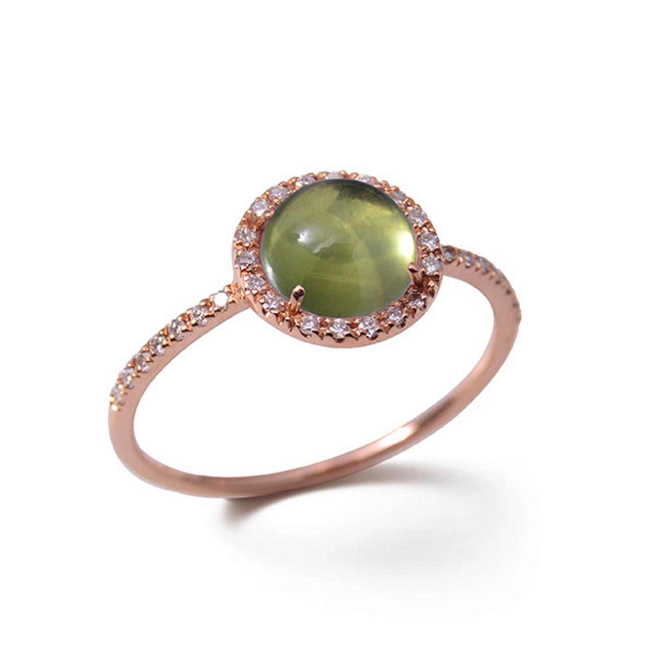 Ring Roségold 750/- Peridot 1,65 ct Diamanten 0,13 ct G SI W55