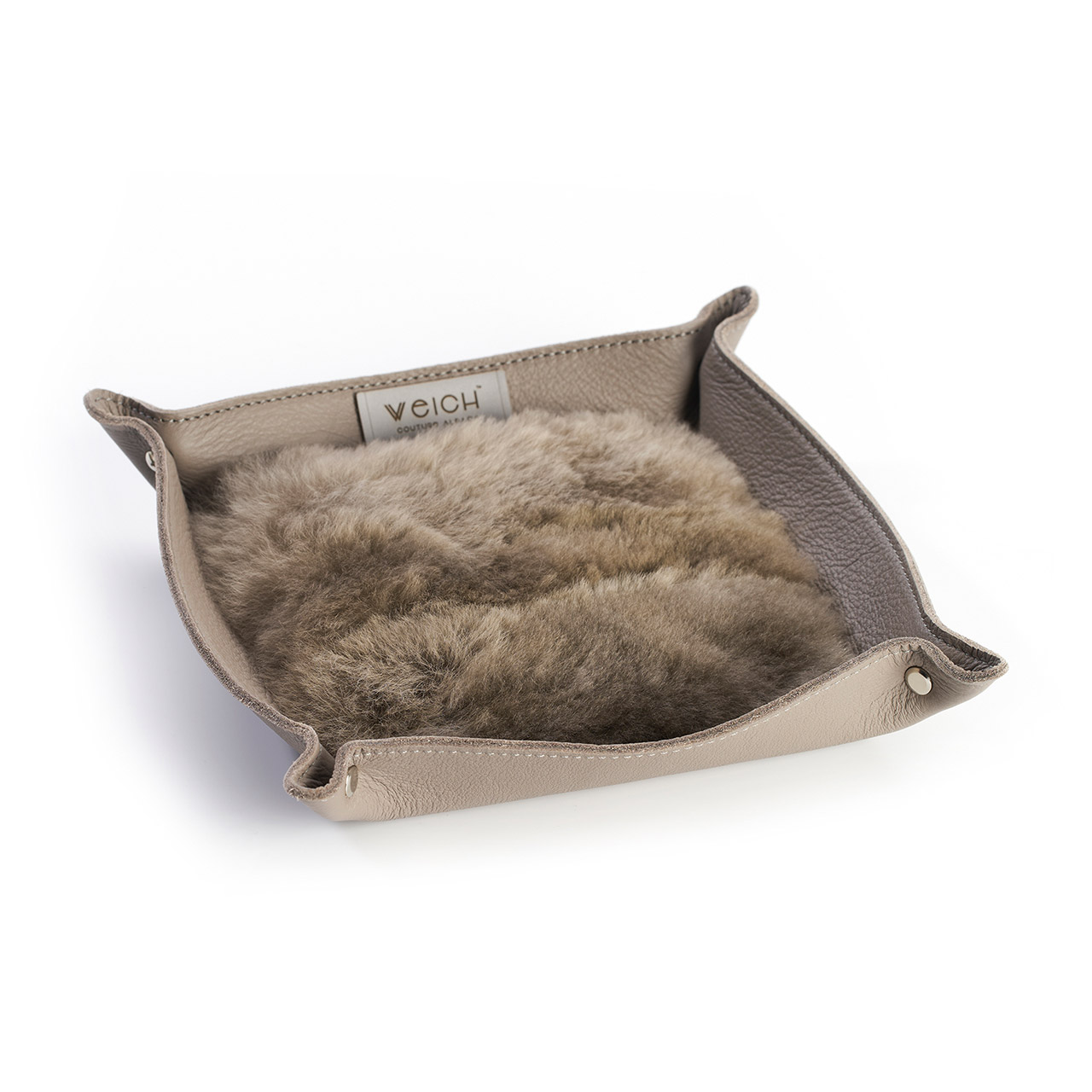 Tray alpaca fur dark champagne