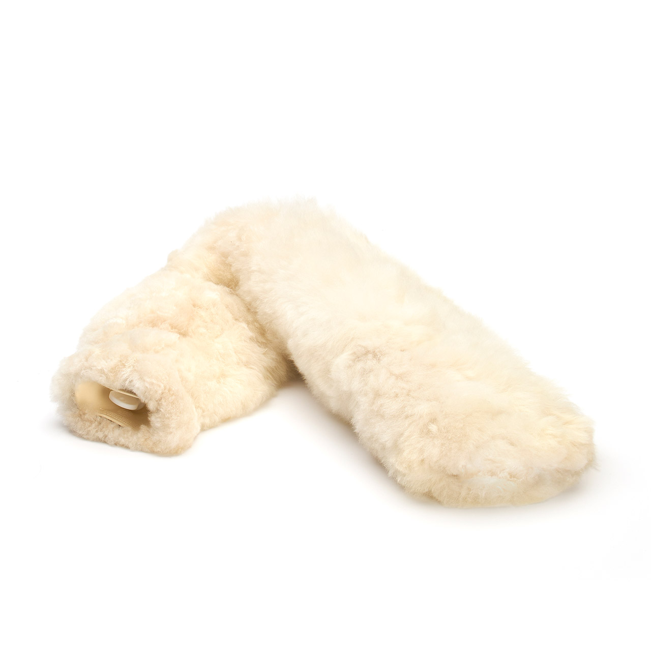 Tubular hot water bottle alpaca fur offwhite beige