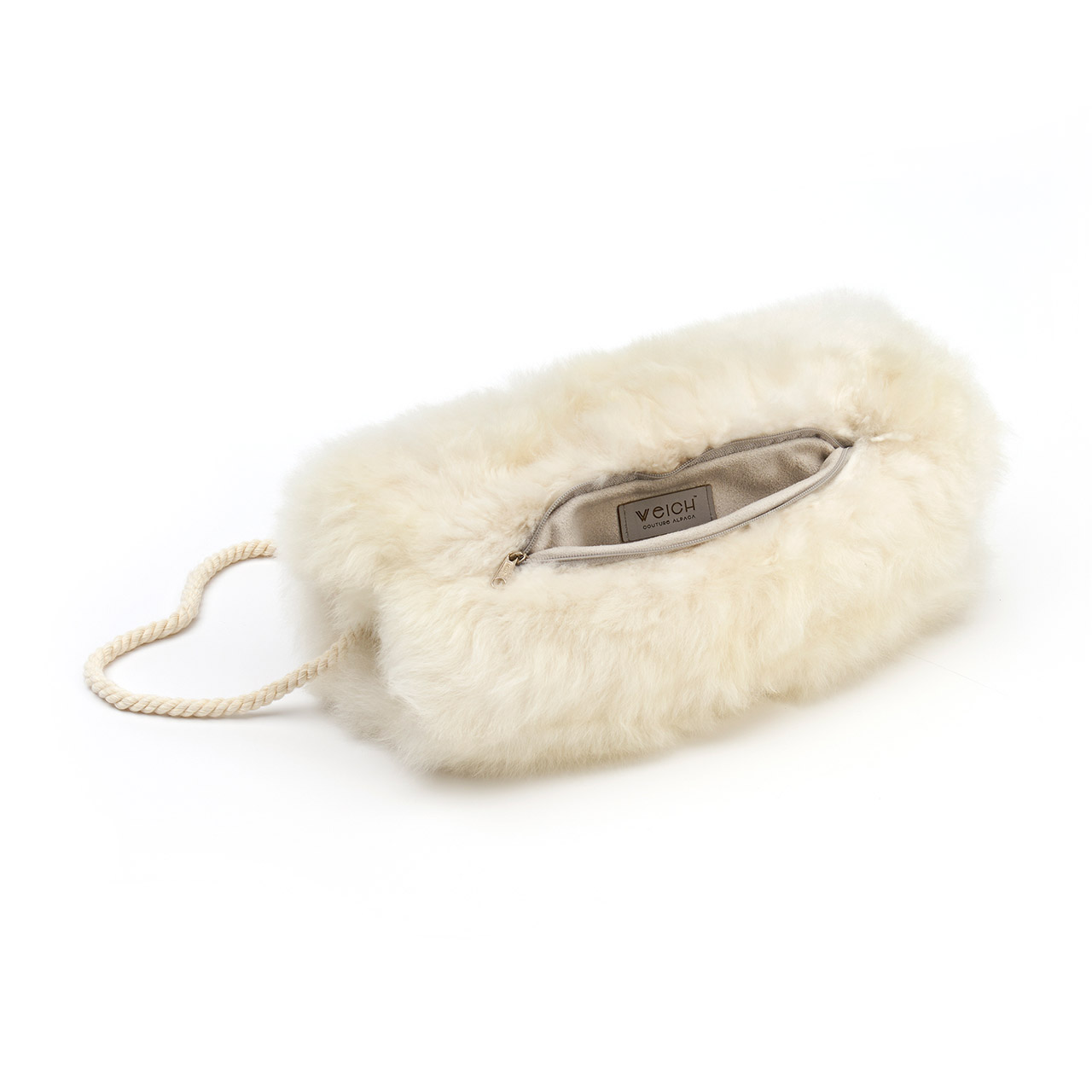 Muff alpaca fur offwhite beige