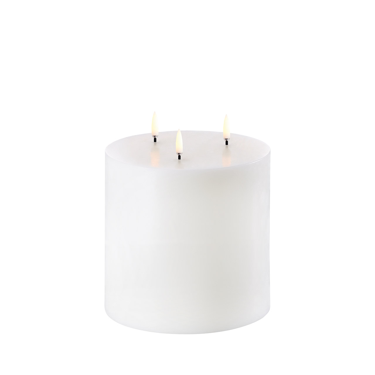 Pillar Candle LED 3 flames 15x15 cm nordic white