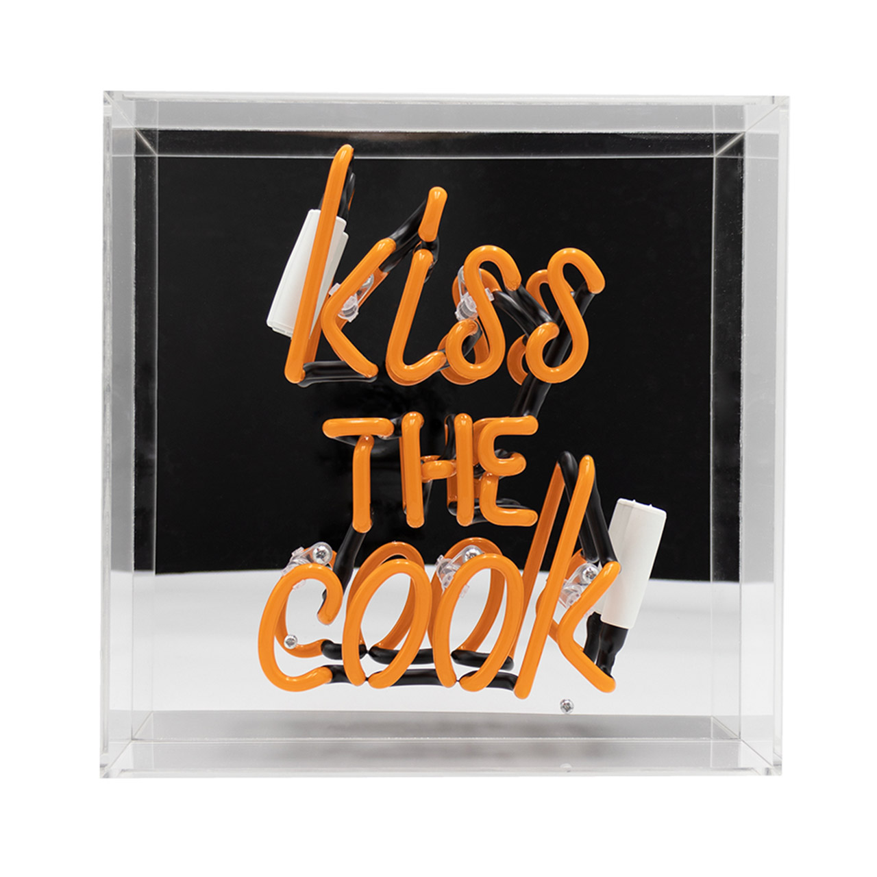 Acrylic Box Neon - Kiss the Cook Orange