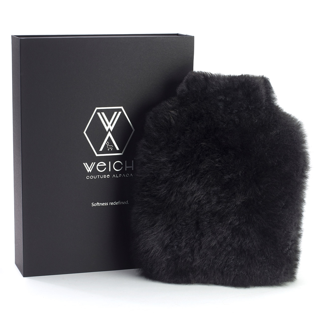 Hot Water Bottle Alpaca-Fur 1.8 l black