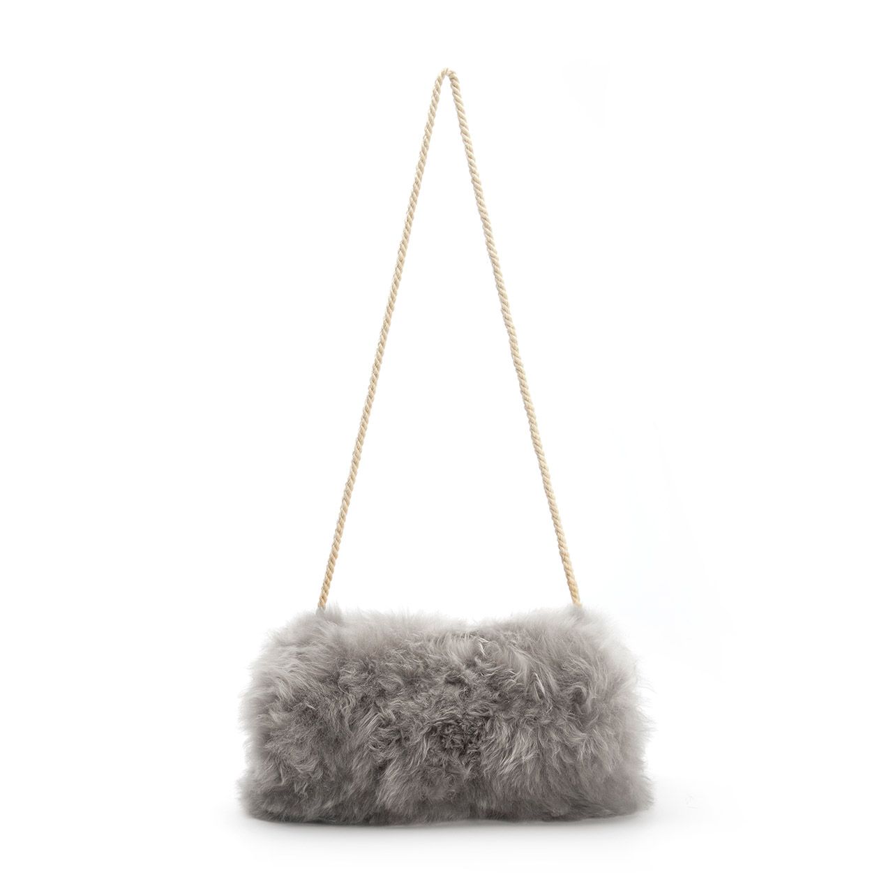 Muff alpaca fur silver gray