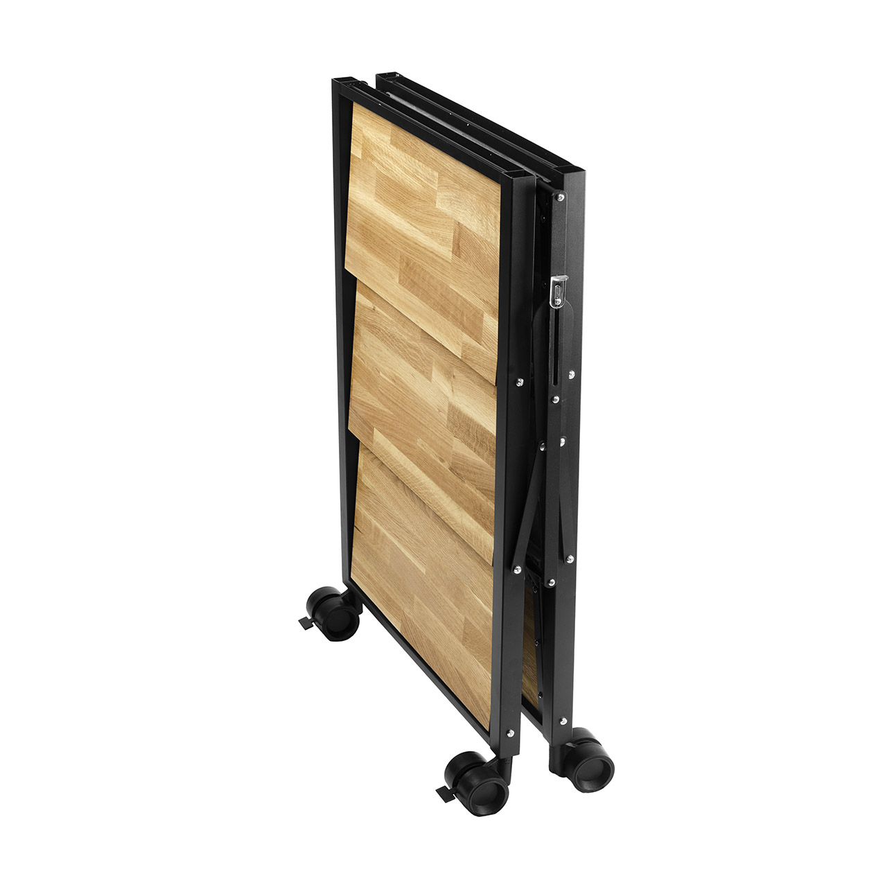 Kitchen trolley foldable oak wood metal frame black 600x500x880 cm