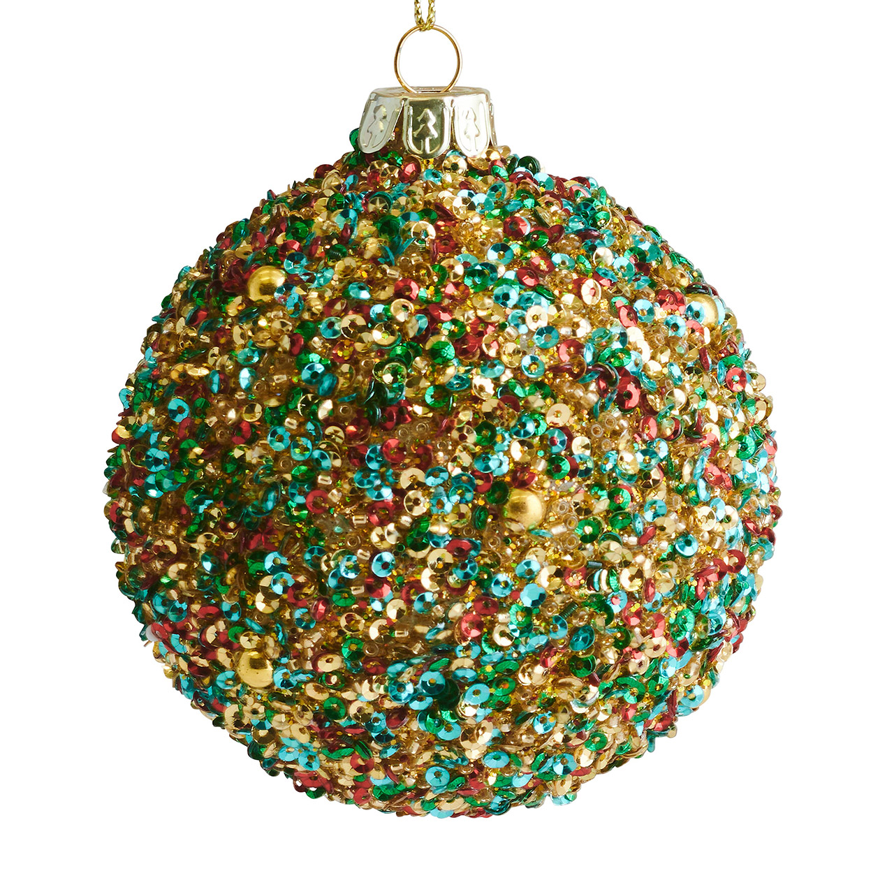 Ball 8 cm sequin glitter green/red/gold