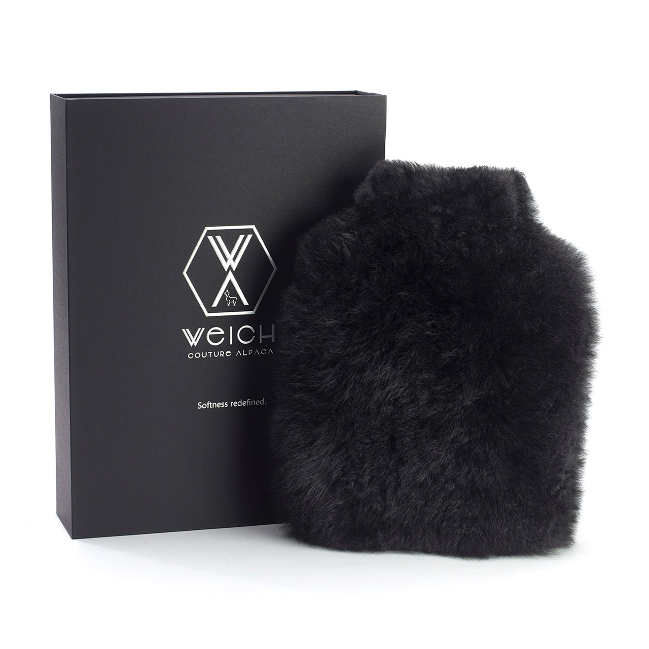 Hot Water Bottle Alpaca-Fur 1.8 l black