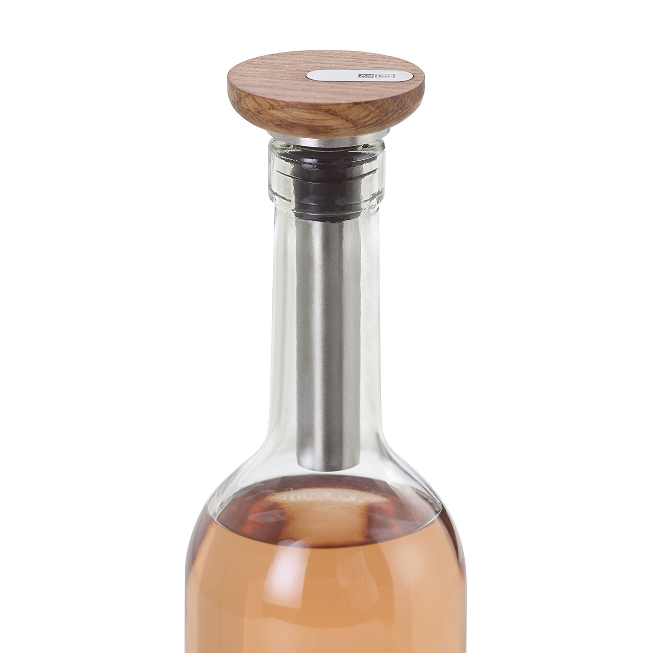 Wine vacuum pump CasQ, oak wood/stainless steel/plastic/silicone, D: 4,9 cm , H: 10,5 cm