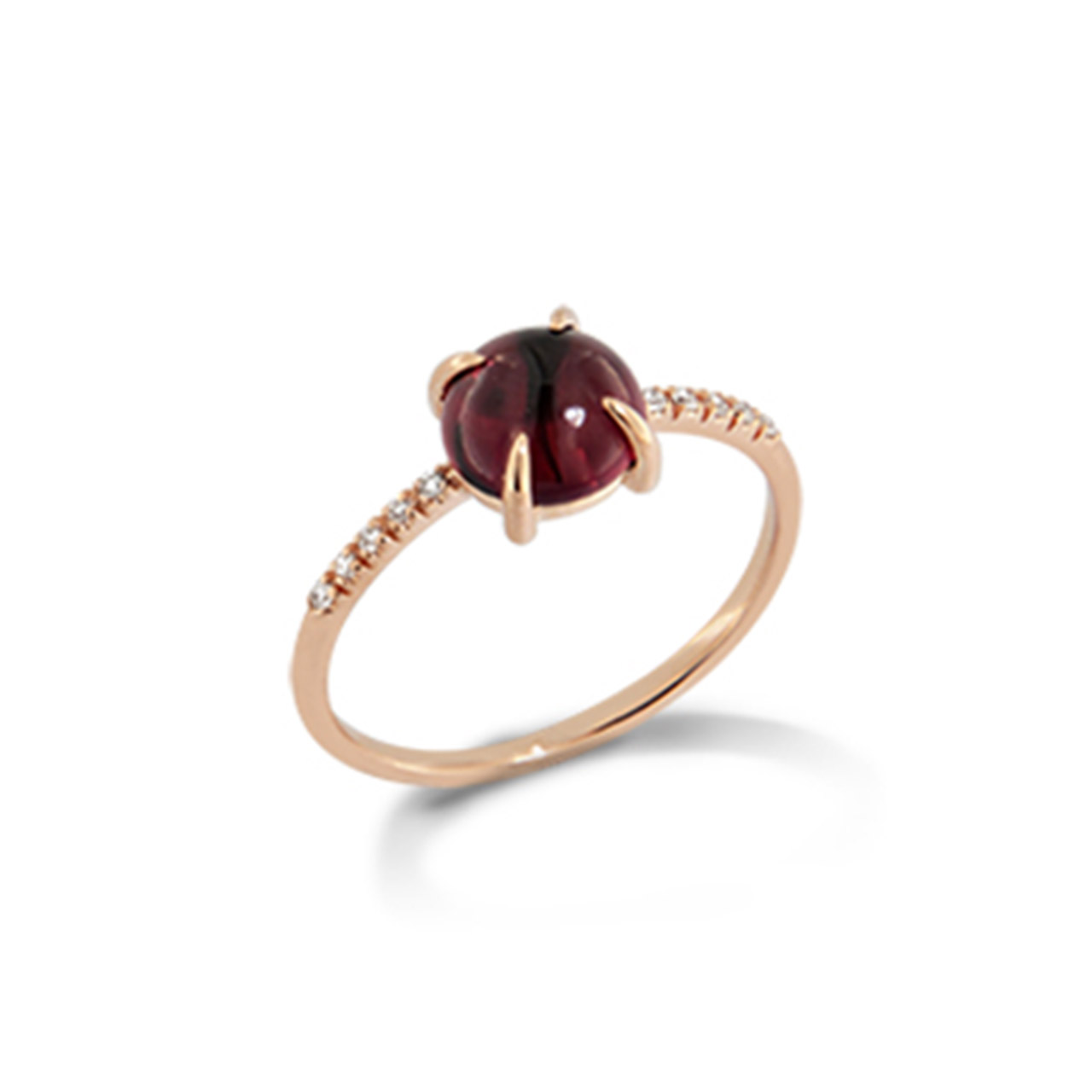 Ring Roségold 750/- Granat 1,95 ct Diamanten 0,05 ct G VS W56