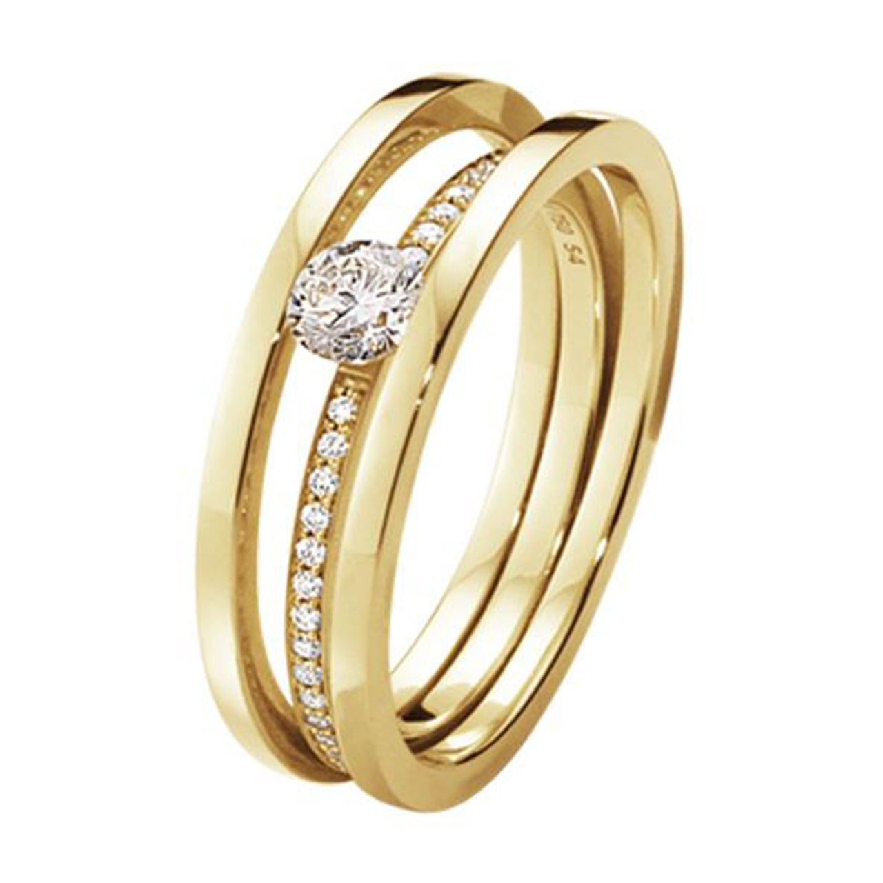 Ring W55 brilliant cut diamonds 0.39 ct. yellow gold