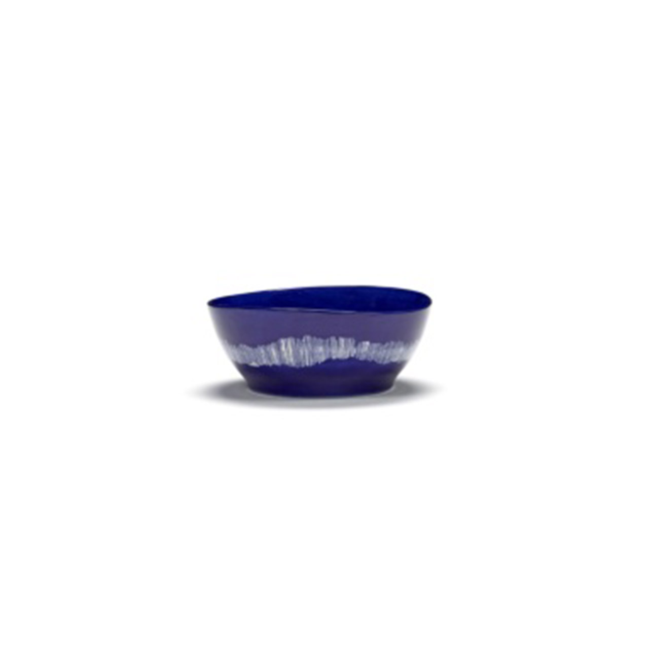 Bowl L 18 cm lapis lazuli & Swirl - Stripes white