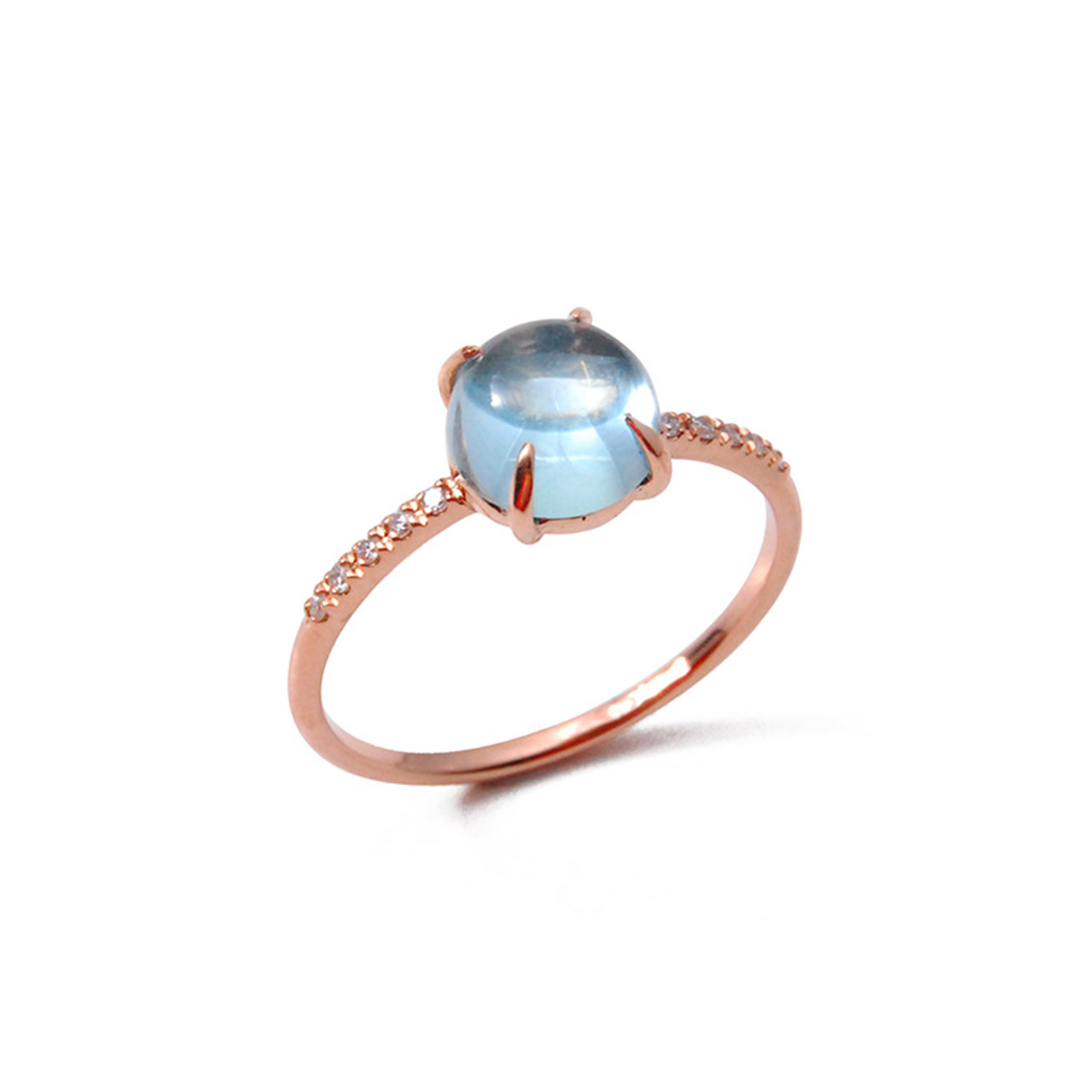 Ring rose gold 750 topaz 1.90 ct diamonds 0.05 ct G VS W56