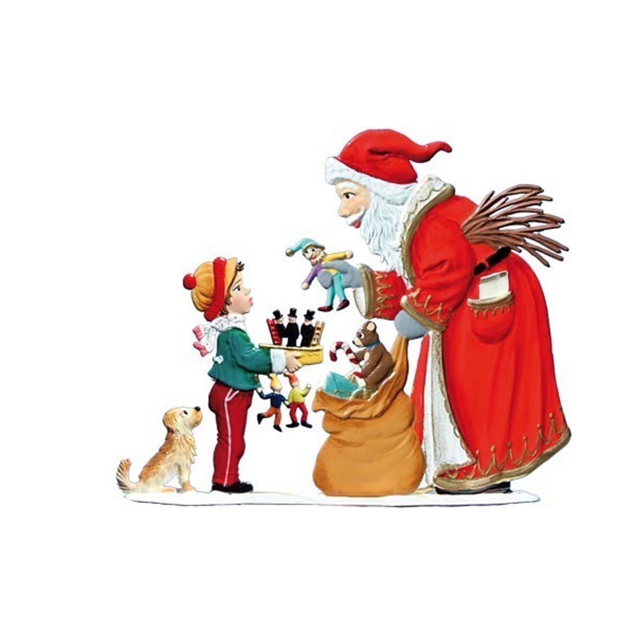 Santa with Boy with long plated buns 8x12.5 cm