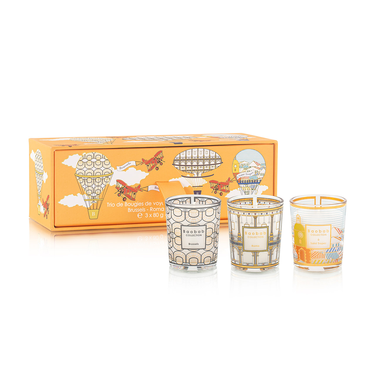 Trio Travel Candles Bruxelles-Roma-A Saint-Tropez