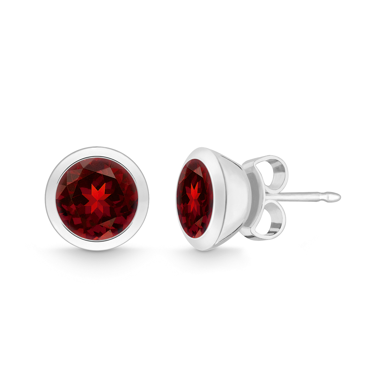 Stud Earrings sterling silver 925 garnet