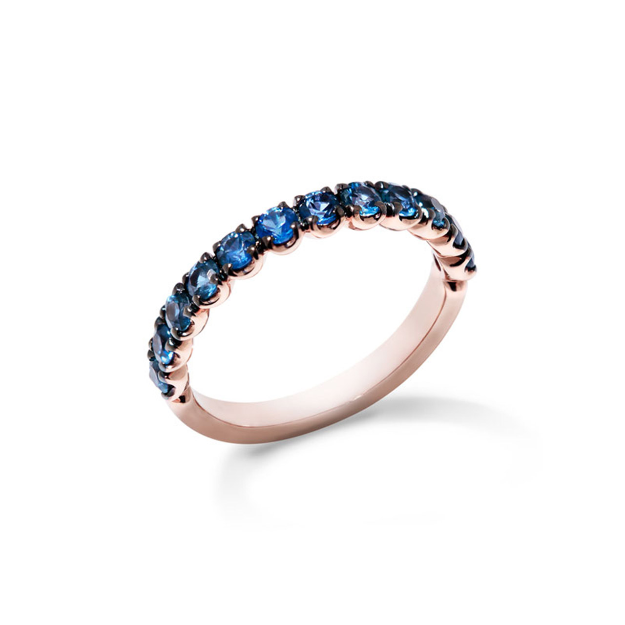 Ring rose gold 750 blue sapphires 0,97 ct W53