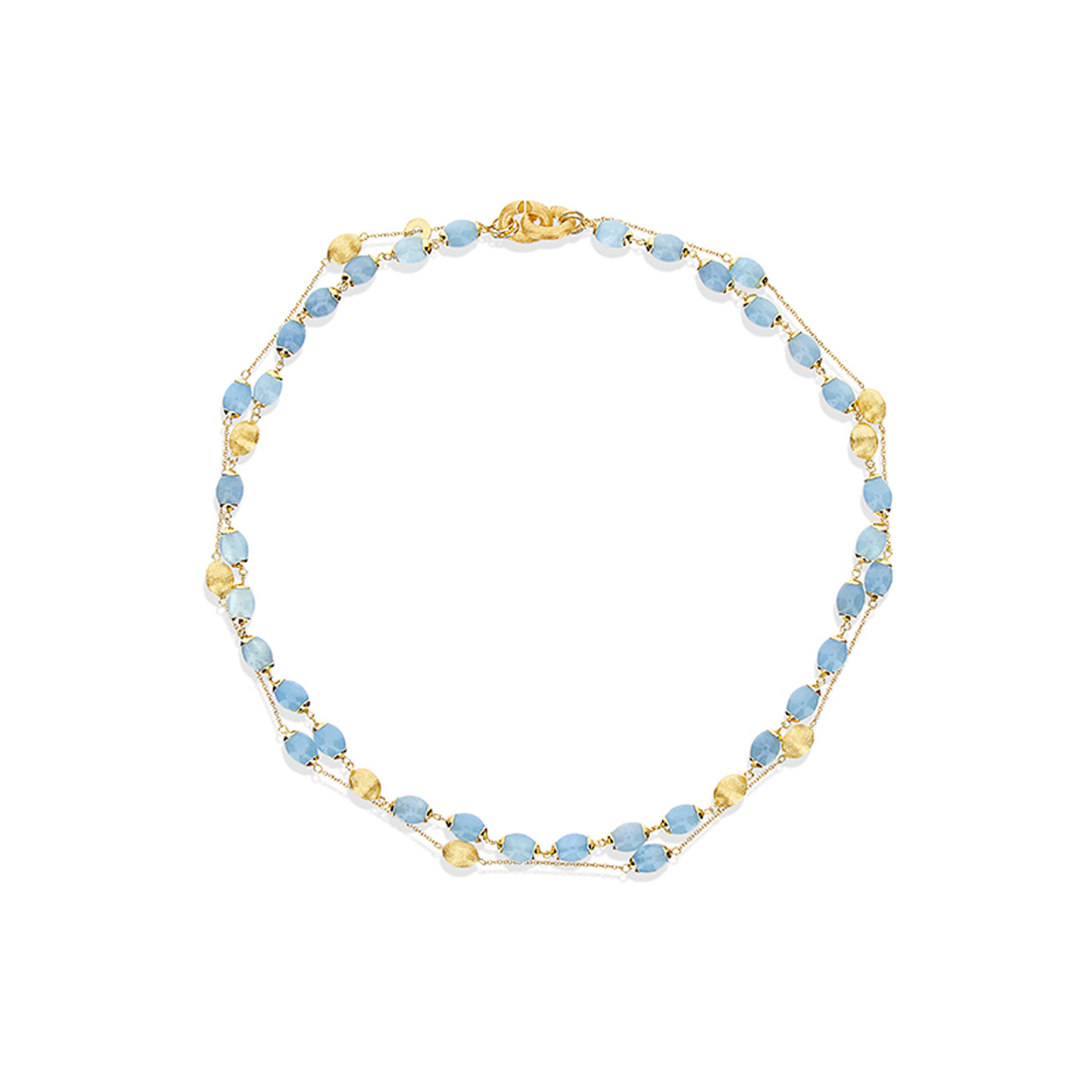 Necklace 750 yellow gold aquamarine 96.25 ct