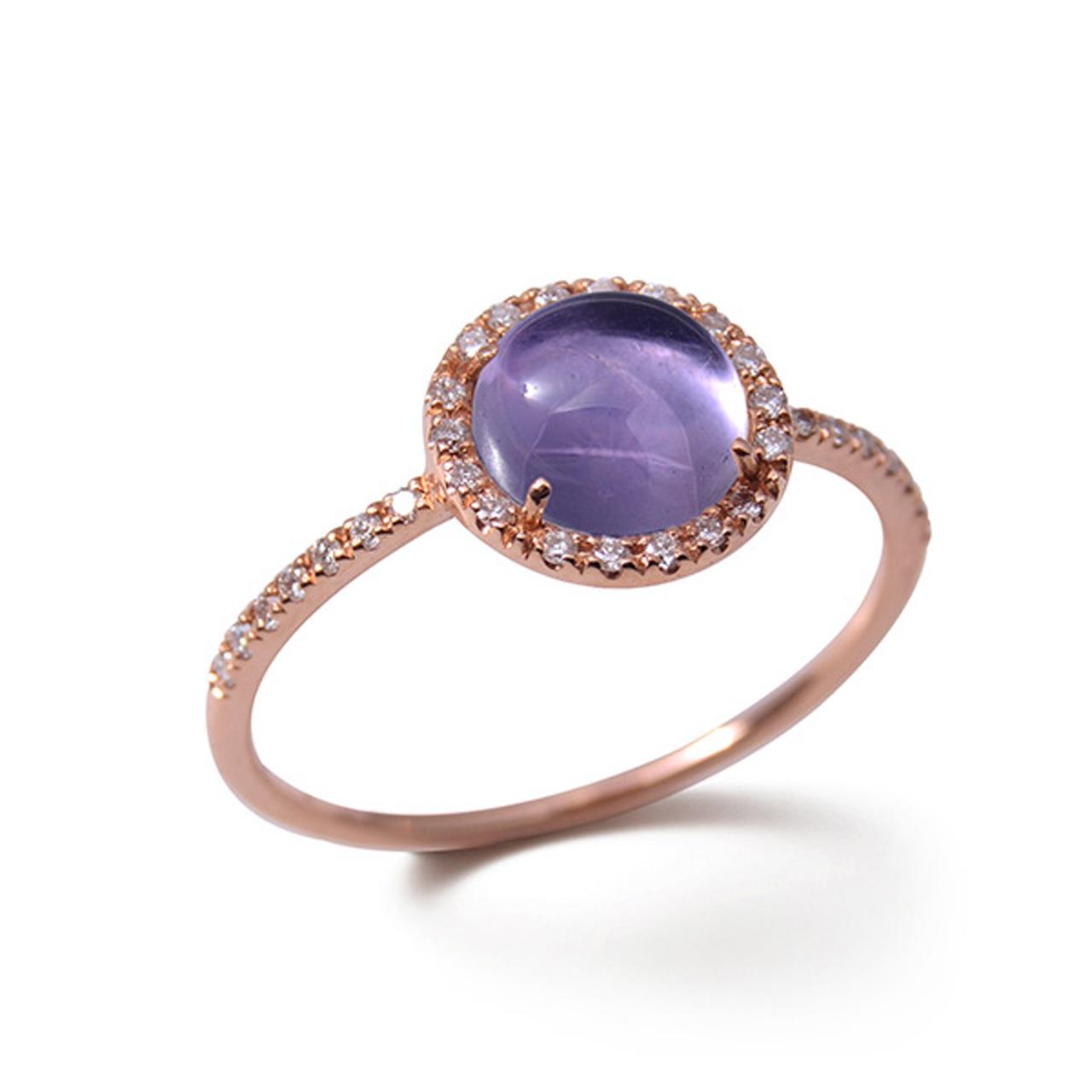 Ring rose gold 750 amethyst 1,5 ct diamonds 0,13 ct G SI W53