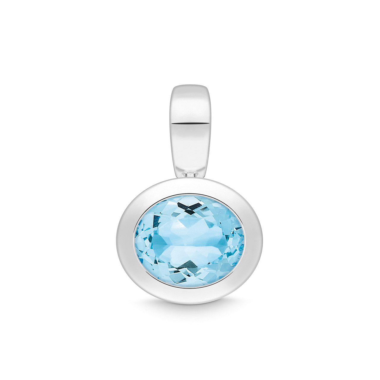 Pendant oval sterling silver 925 blue topaz