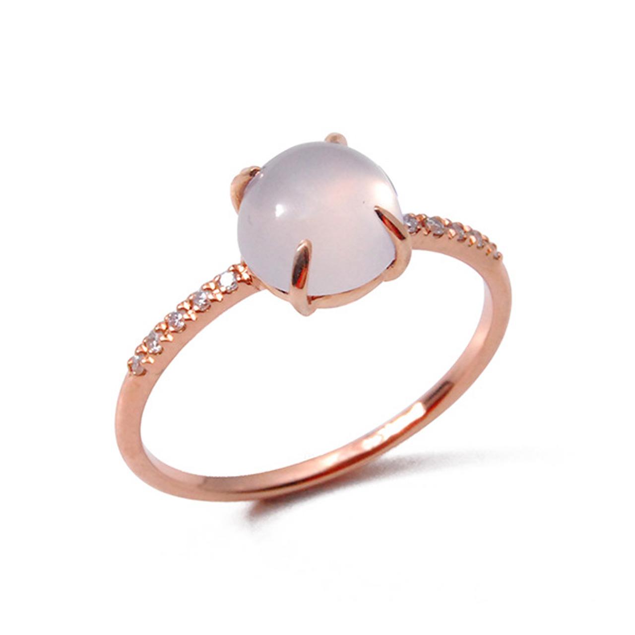 Ring Roségold 750/- Rosenquarz 1,5 ct Diamanten 0,05 ct G VS W55