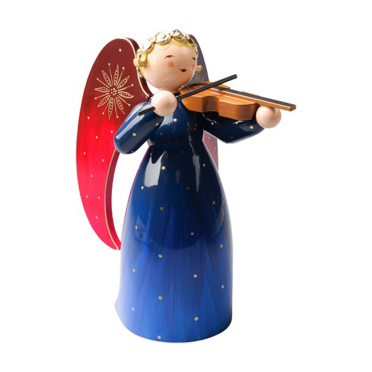 Angel richly painted large with violin blue