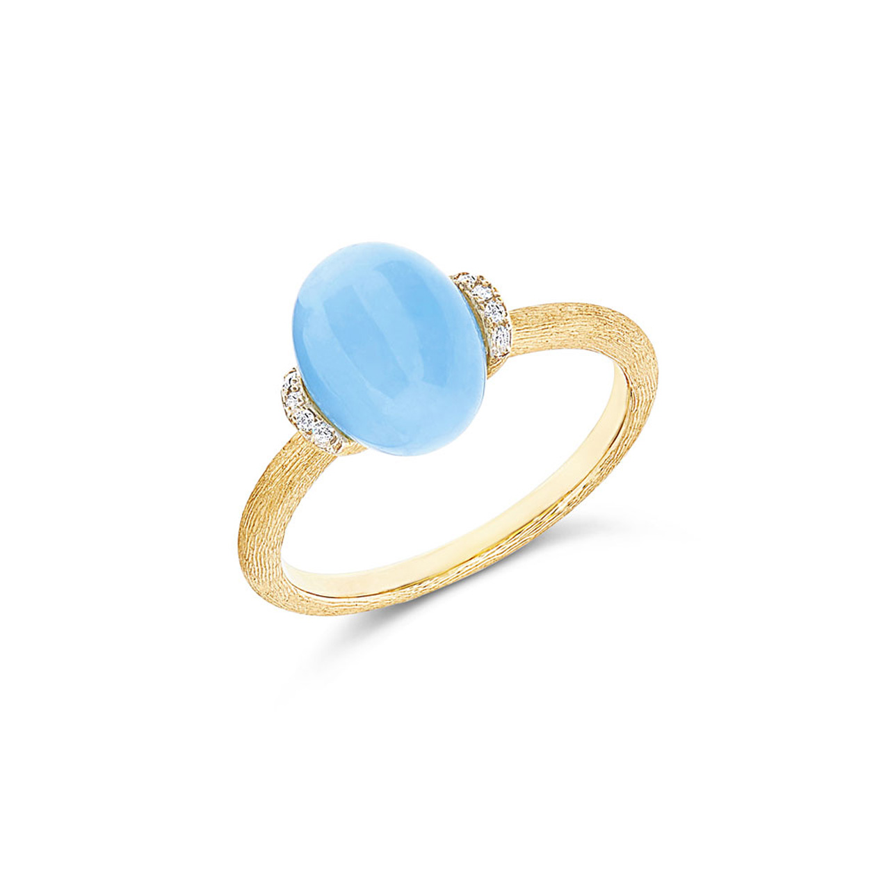 Ring 750/- Gelbgold Diamanten 0,028 ct Aquamarin 4,75 ct W55