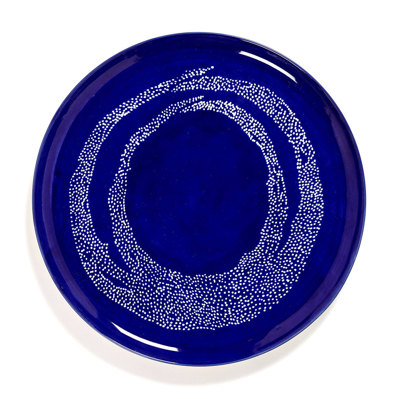 Servierteller 35 cm lapis lazuli & Swirl - Dots weiß