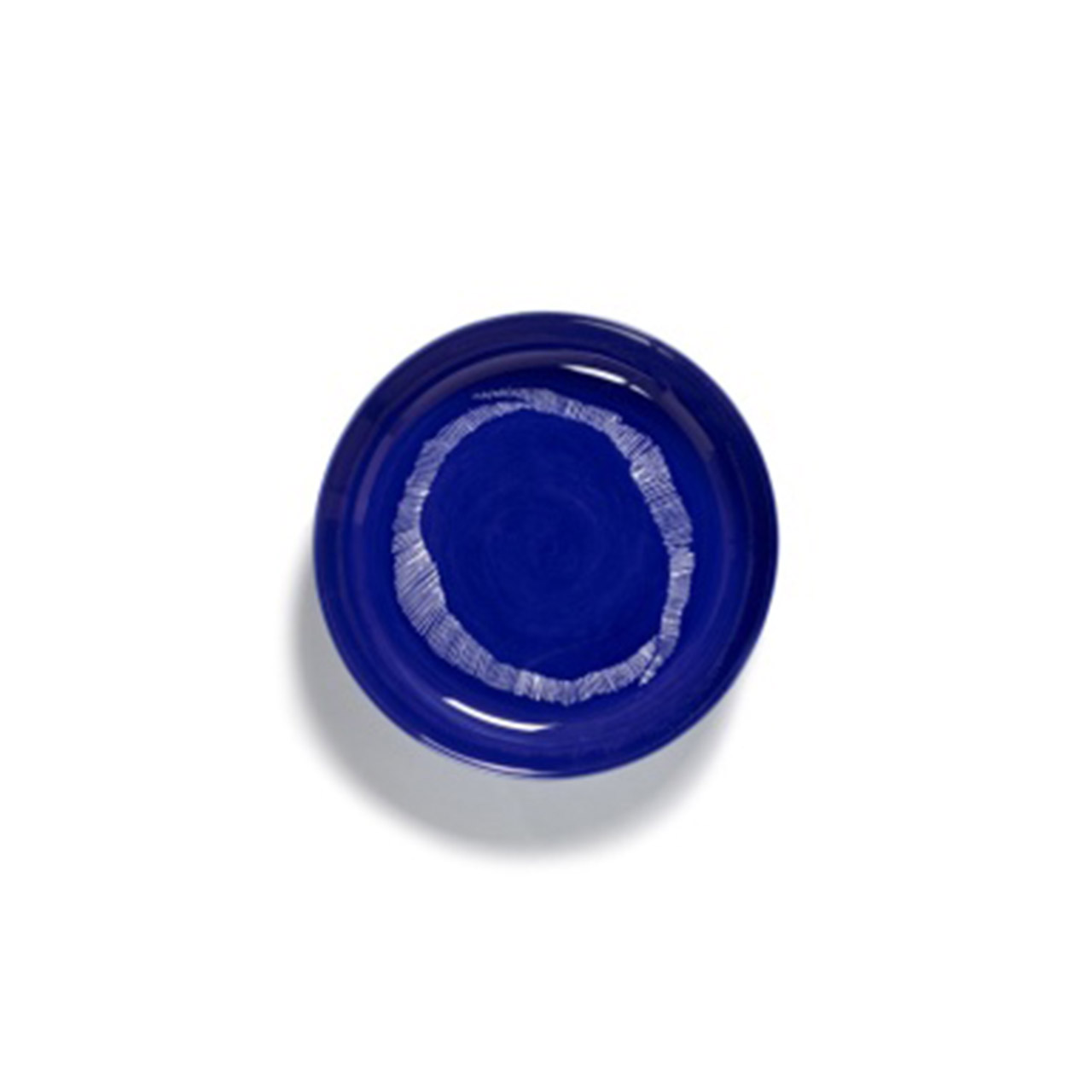 Plate high 22 cm lapis lazuli & Swirl - Stripes white