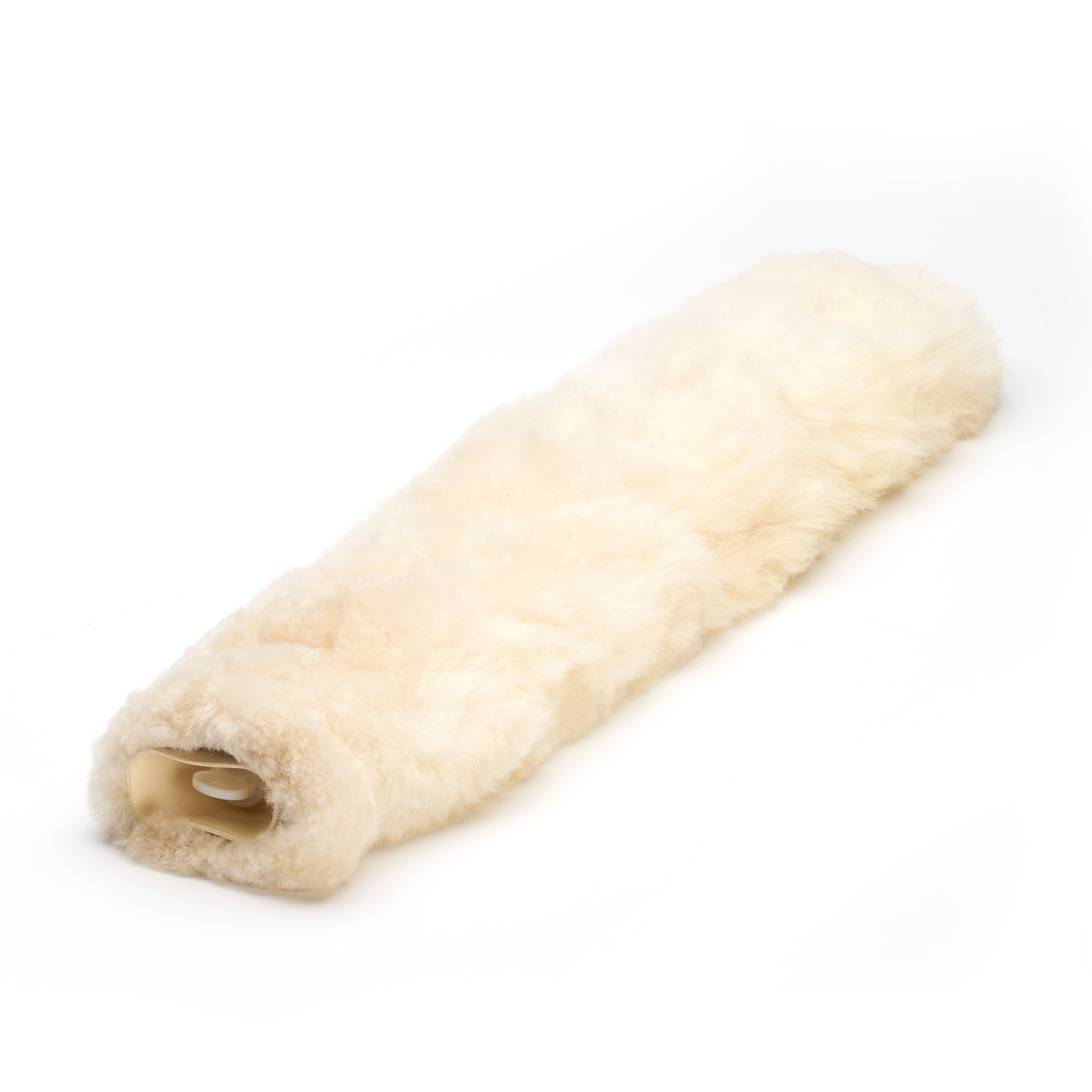 Tubular hot water bottle alpaca fur offwhite beige