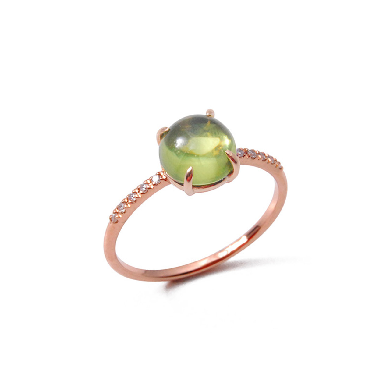 Ring Roségold 750/- Peridot 1,65 ct Diamanten 0,05 ct G VS W52