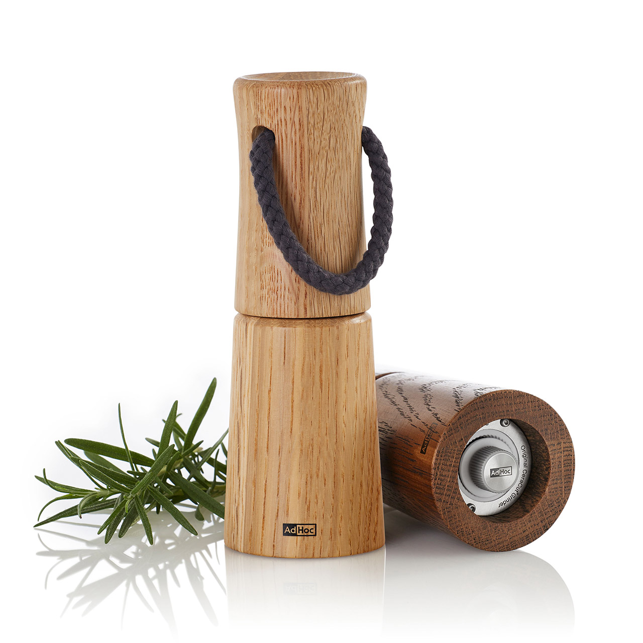 Pepper/salt mill 17 cm ceramic grinder, natural oiled oak, light