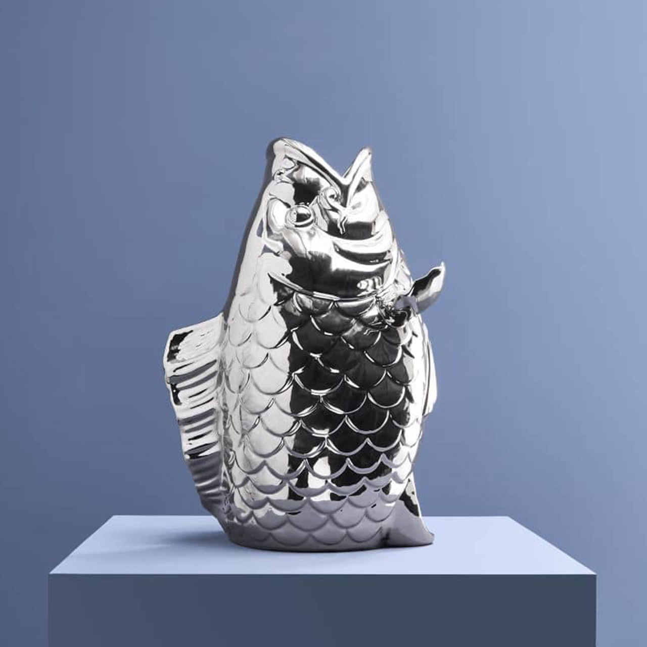 Vase/Skulptur Blubb silber 35x30x44 cm