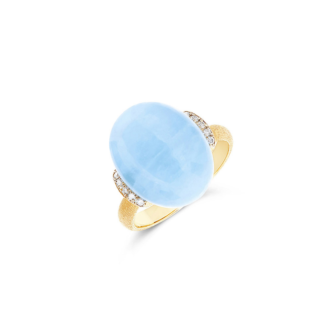 Ring 750/- Gelbgold Diamanten 0,066 ct Aquamarin 12,5 ct W55