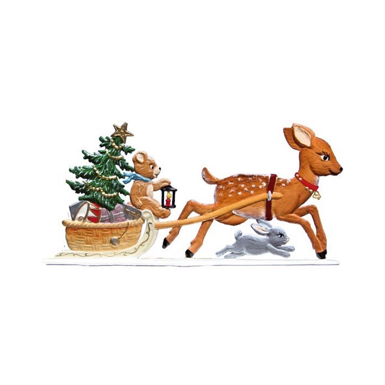 Deer pulling the sleigh 8.5x5 cm