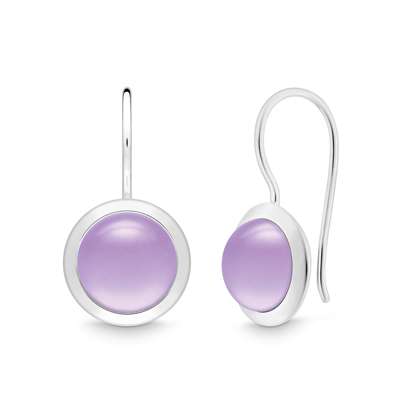 Earrings round sterling silver 925 amethyst