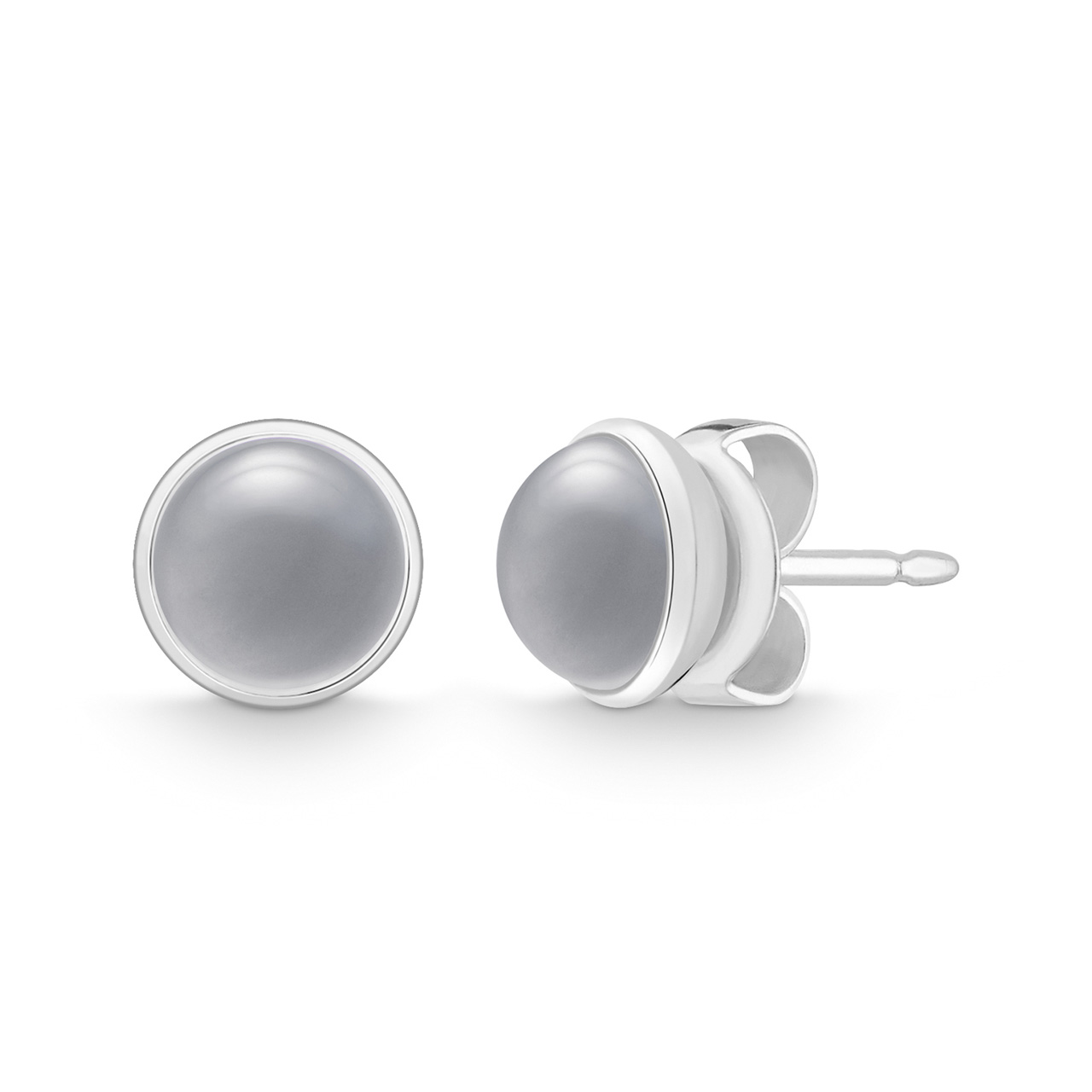 Stud Earrings sterling silver 925 moonstone gray