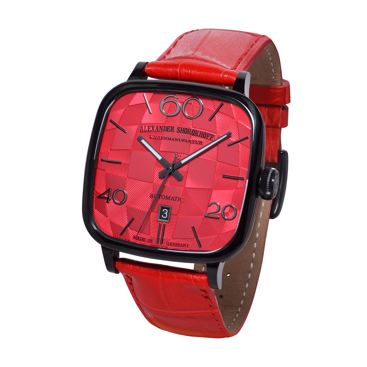 Armbanduhr Kandy Automatik PVD schwarz rot