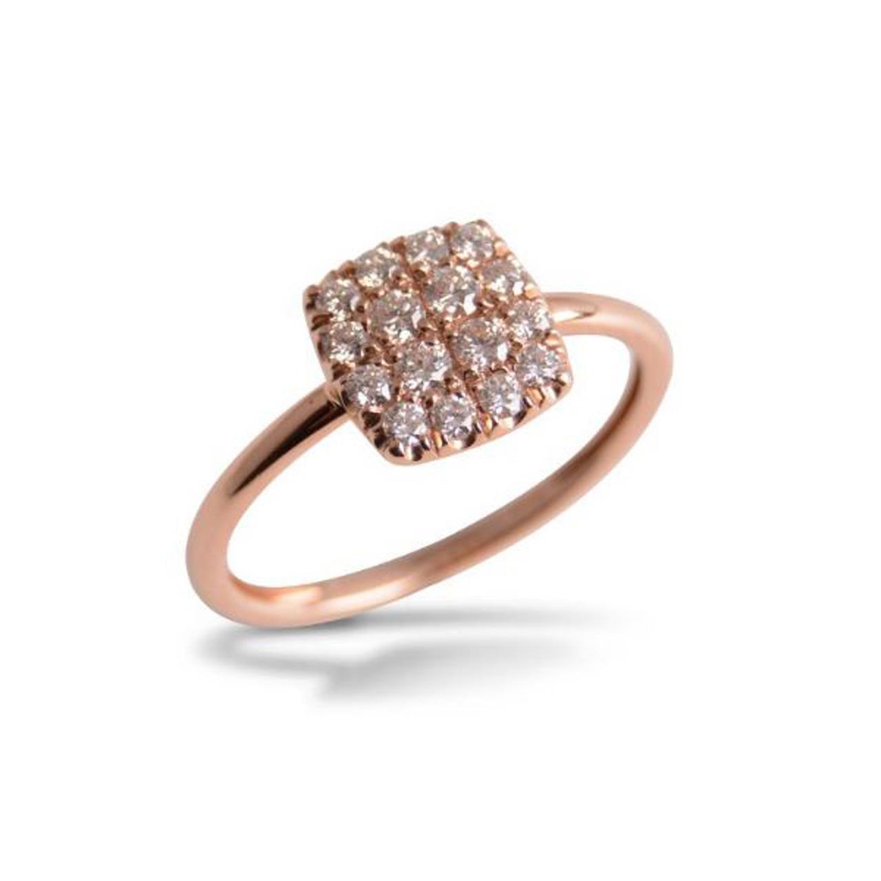 Ring square rose gold 750 diamonds 0,32 ct G SI W53