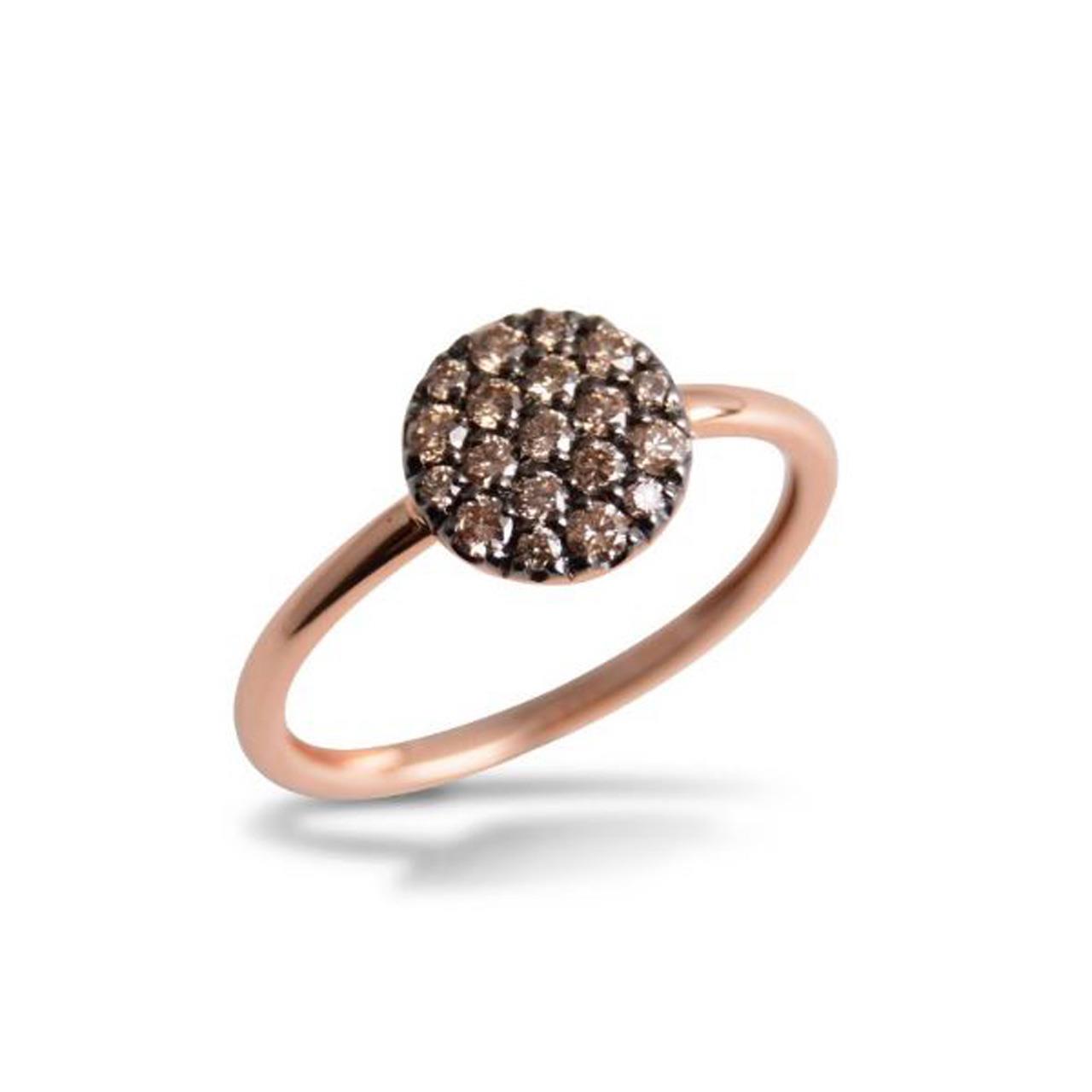 Ring rund Roségold 750/- braune Diamanten 0,31 ct W53