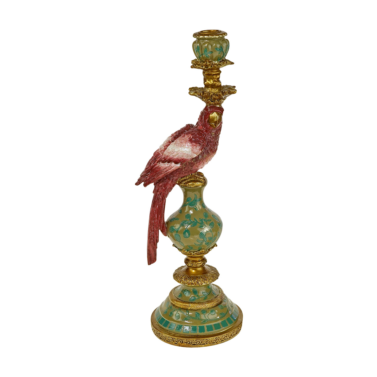 Candle holder parrot 39.5 cm pink