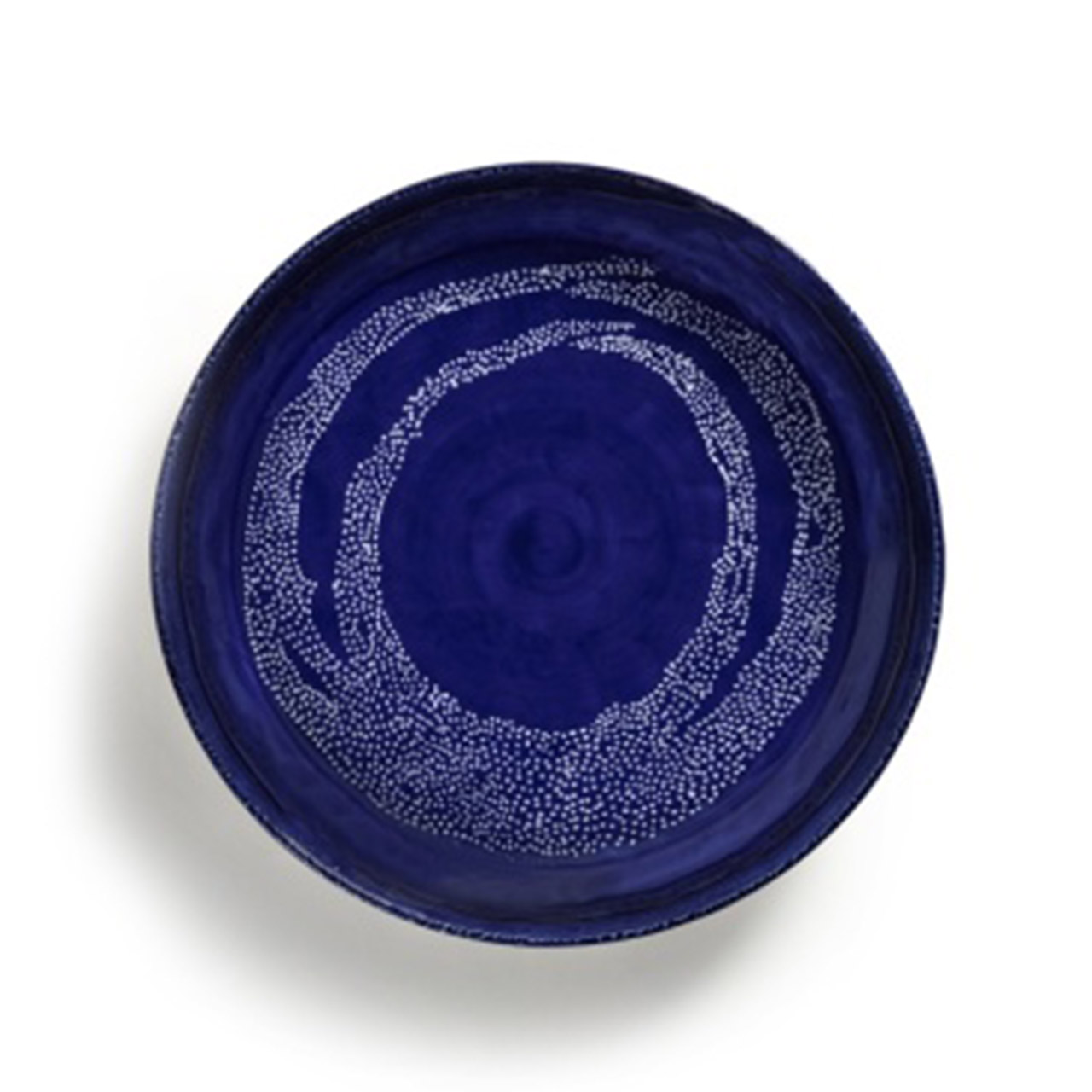 Serving Plate M 36 cm lapis lazuli & Swirl - Dots white