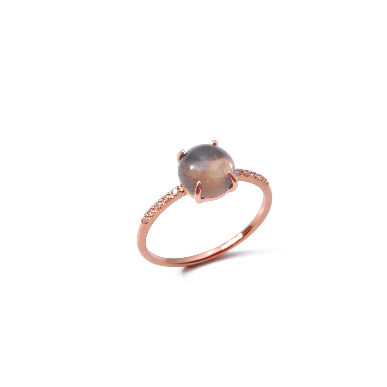 Ring Roségold 750/- Rauchquarz 1,5 ct Diamanten 0,05 ct G SI W55