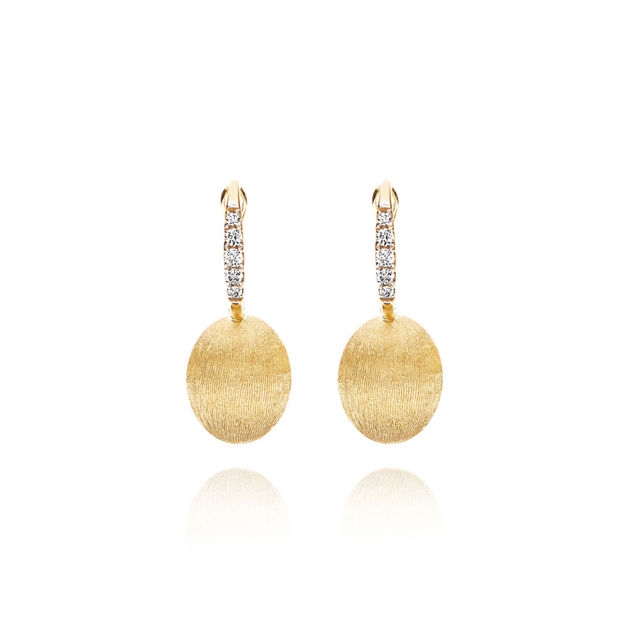 Earrings 750 yellow gold diamonds 0.085 ct